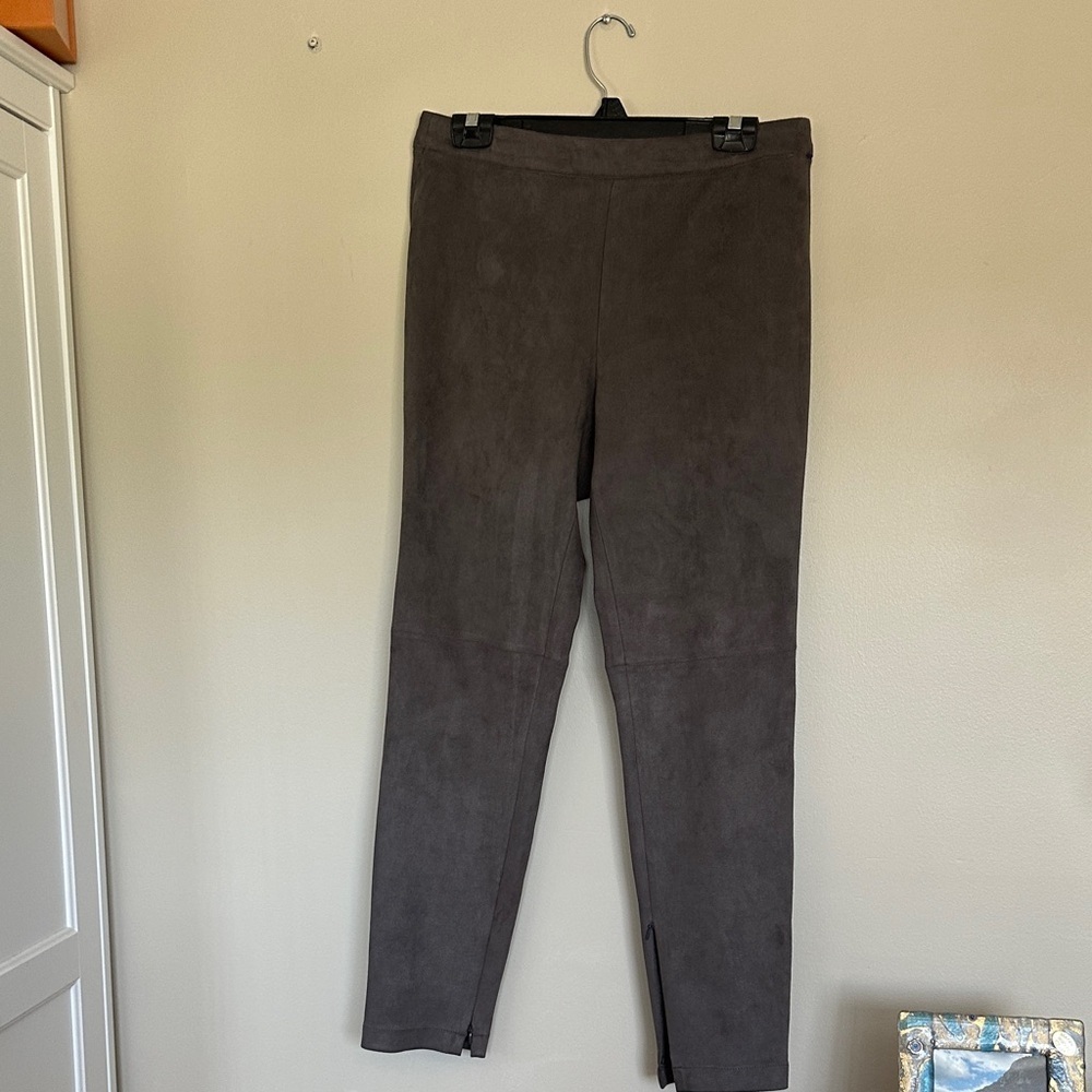 T Tahari gray Suede Pants large